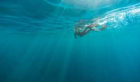 Underwater picture of a person swimming
