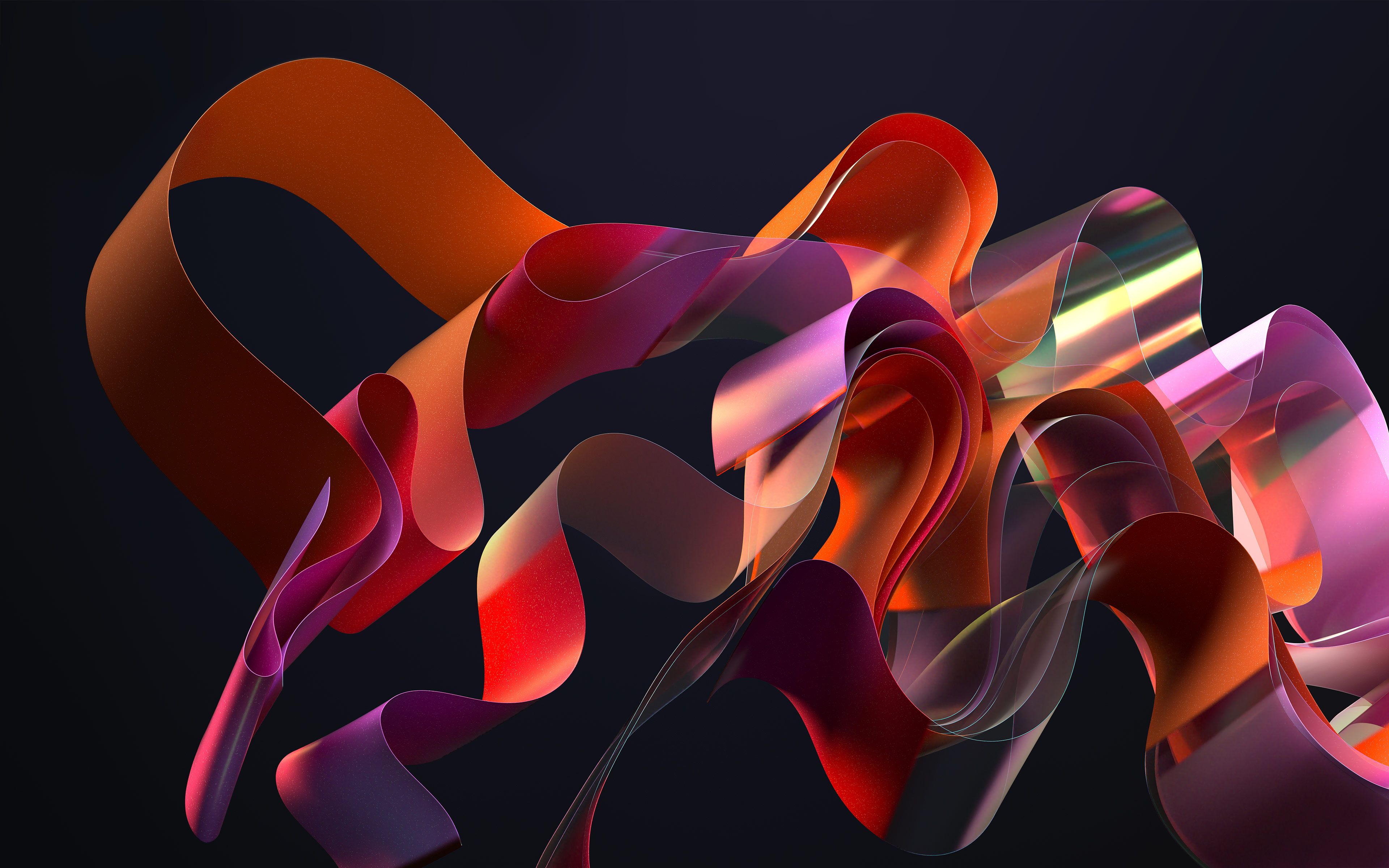 Red wavy patterns on a dark background