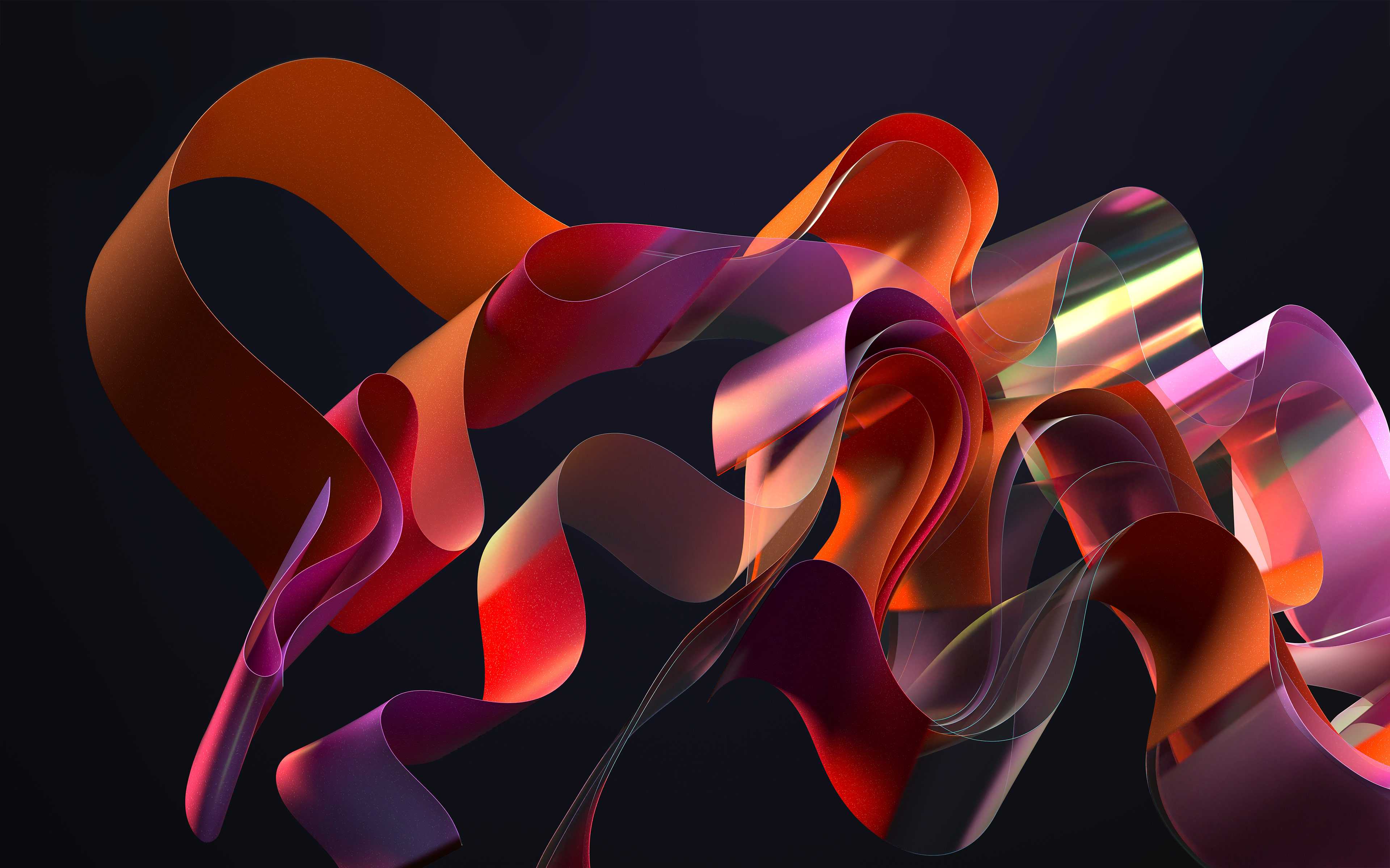 Red wavy patterns on a dark background
