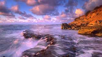Coastal scenery with waterfalls
