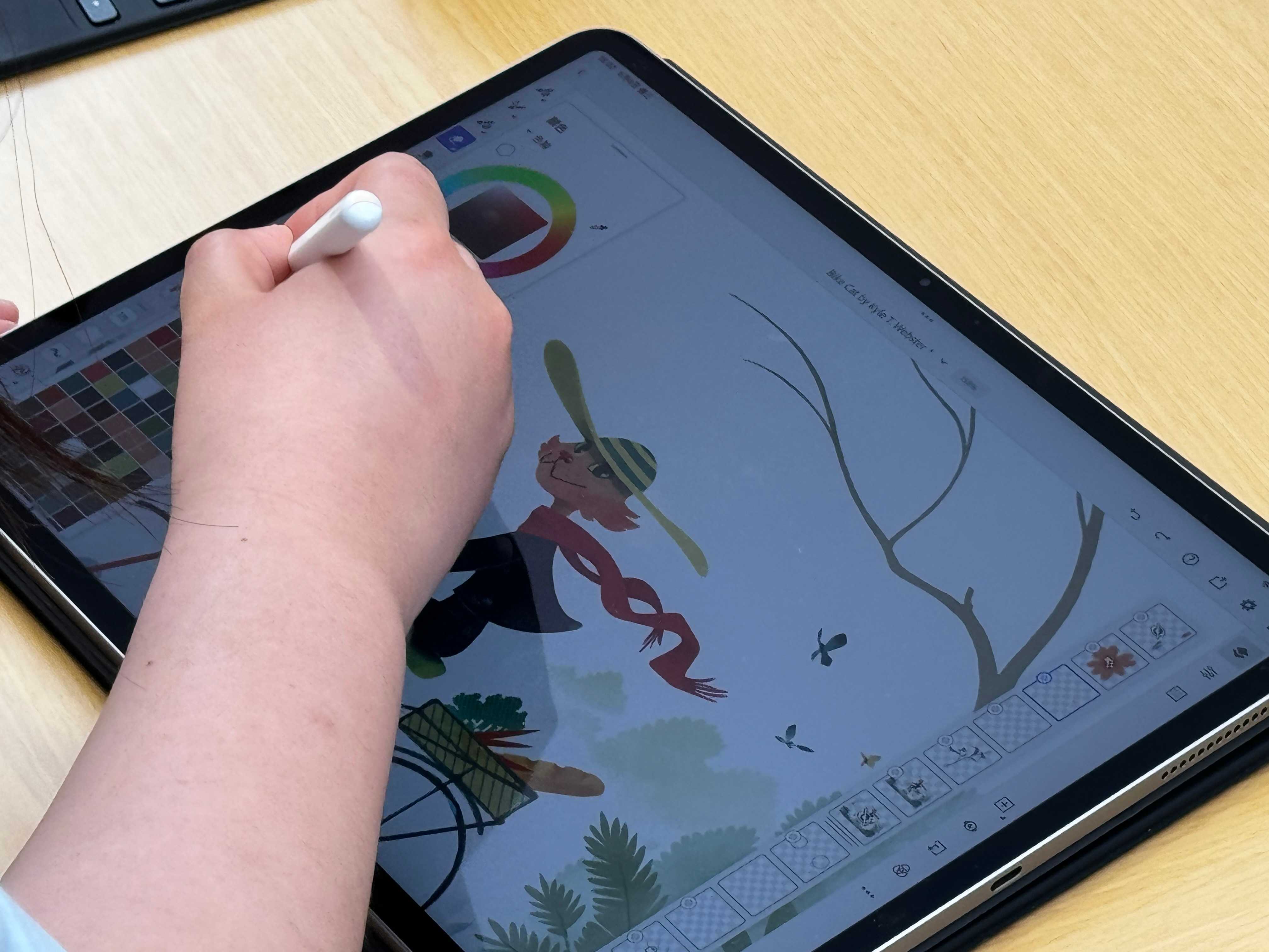 A hand drawing on an iPad Pro using the Apple Pencil Pro