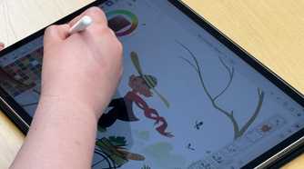 A hand drawing on an iPad Pro using the Apple Pencil Pro