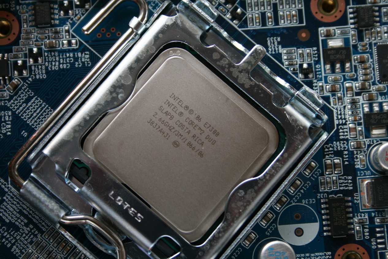 Close up of Intel Core 2 Duo processor
