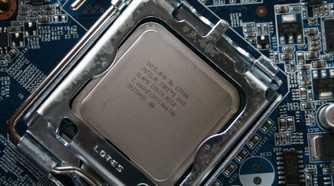 Close up of Intel Core 2 Duo processor