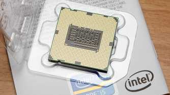 Close up of the pins of Intel Core i5 2500K CPU