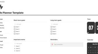 Life planner template home