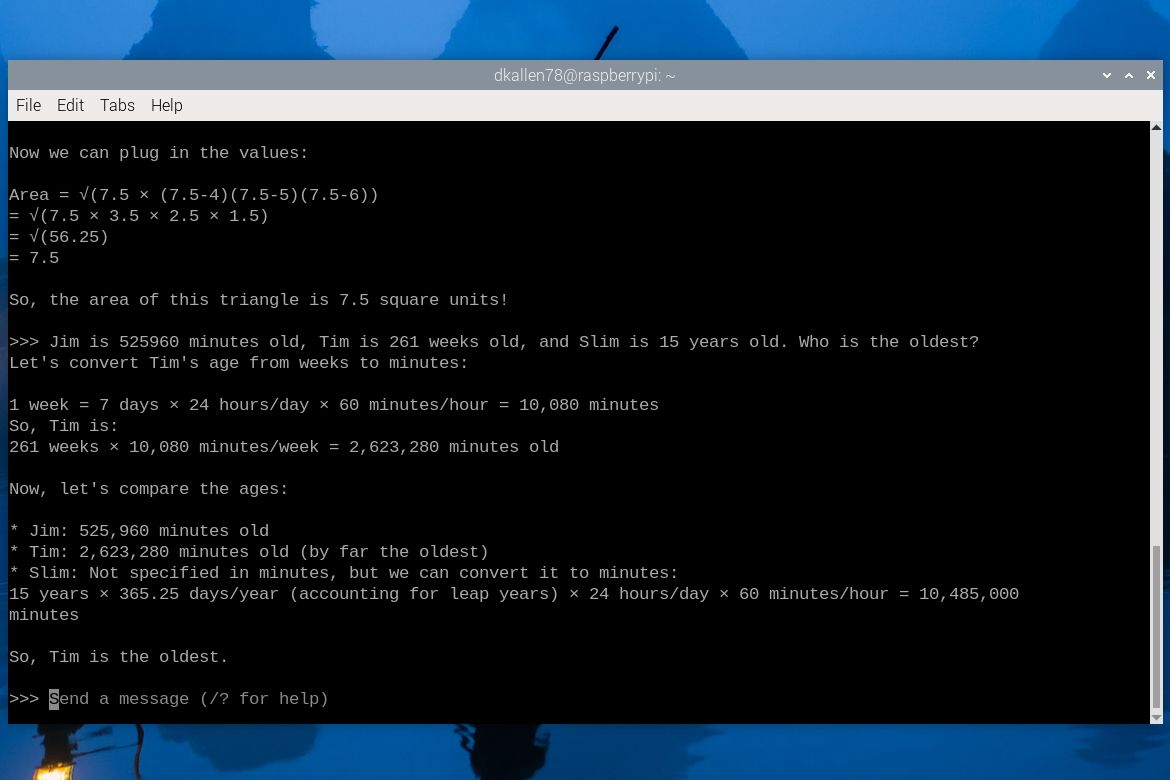 Llama 3 responses on the Raspberry Pi 5 CLI