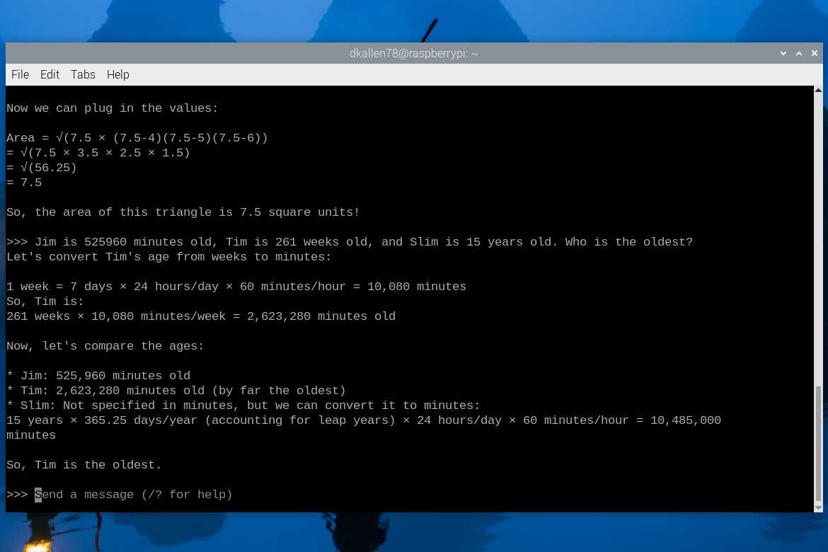 Llama 3 responses on the Raspberry Pi 5 CLI