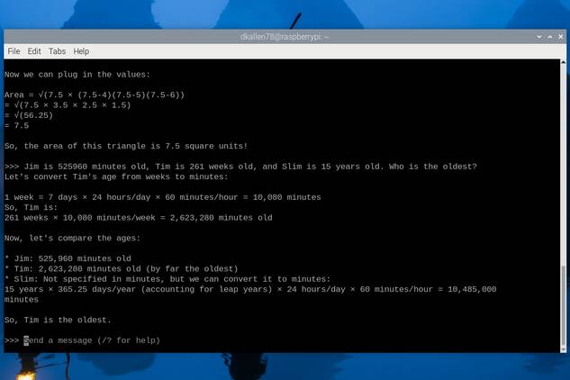 Llama 3 responses on the Raspberry Pi 5 CLI
