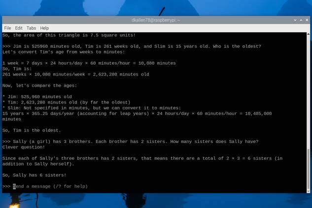 Llama 3 responses on the Raspberry Pi 5 CLI