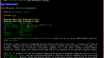 Screenshot of Lynx browser displaying a Wikipedia page
