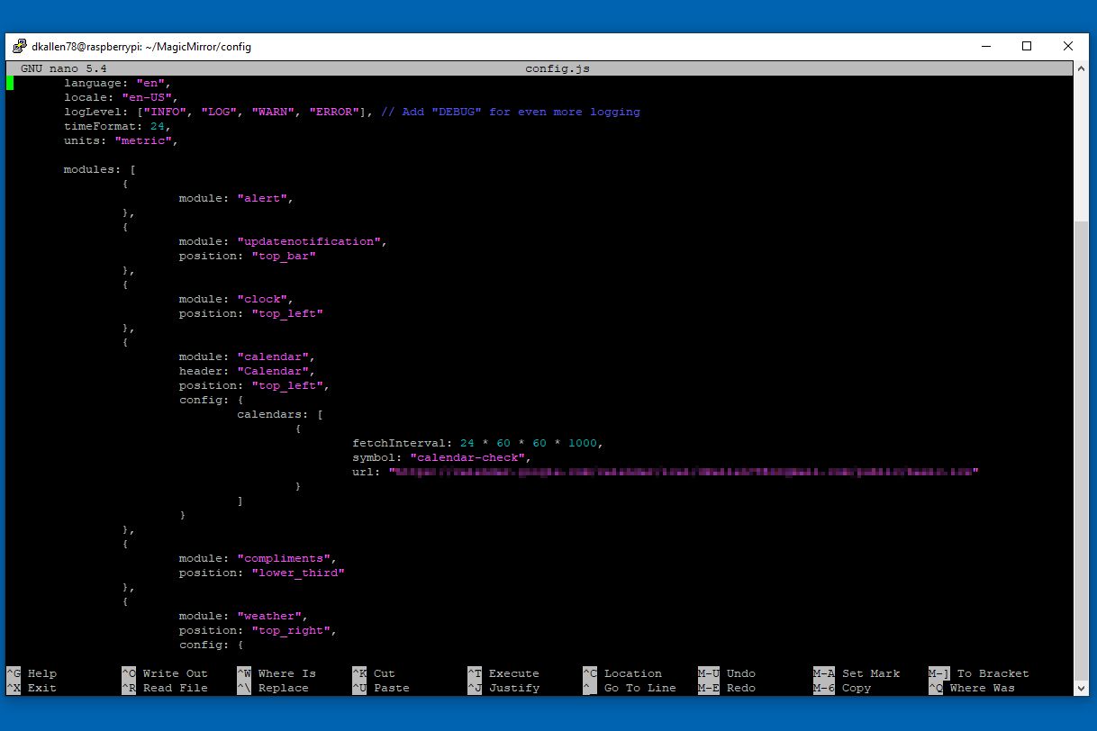 Magic Mirror config.js glimpse