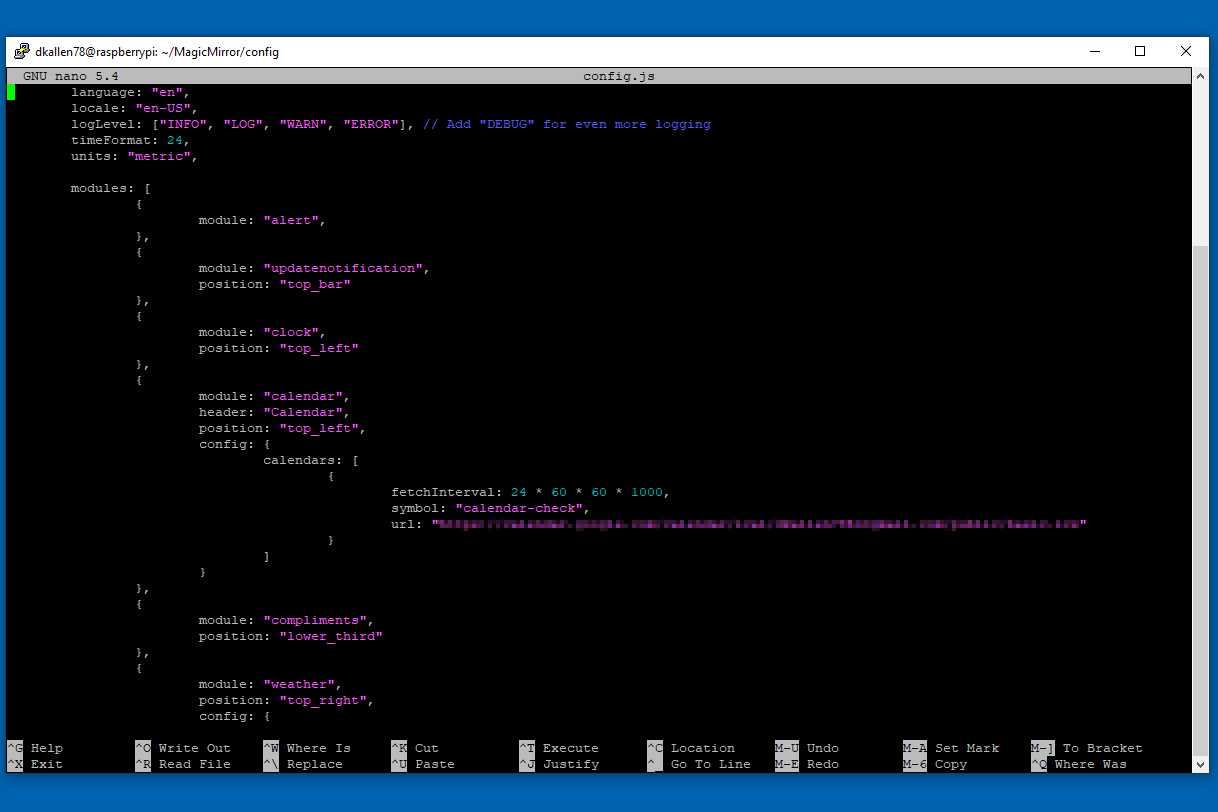 Magic Mirror config.js glimpse