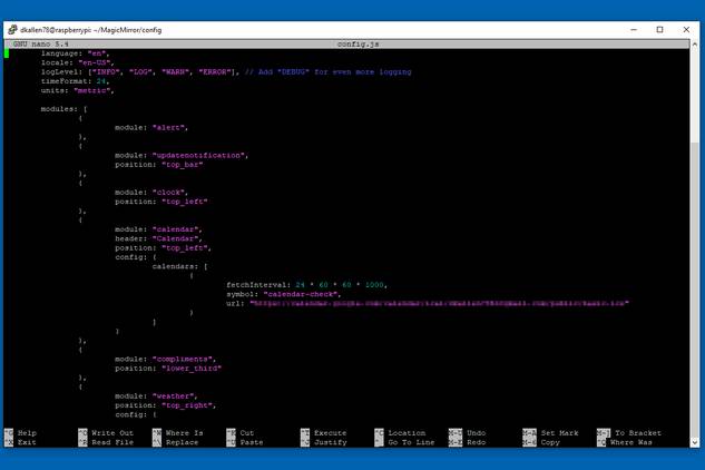 Magic Mirror config.js glimpse