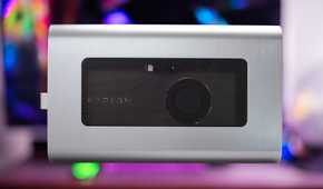 Mantiz Saturn eGPU over a colorful background
