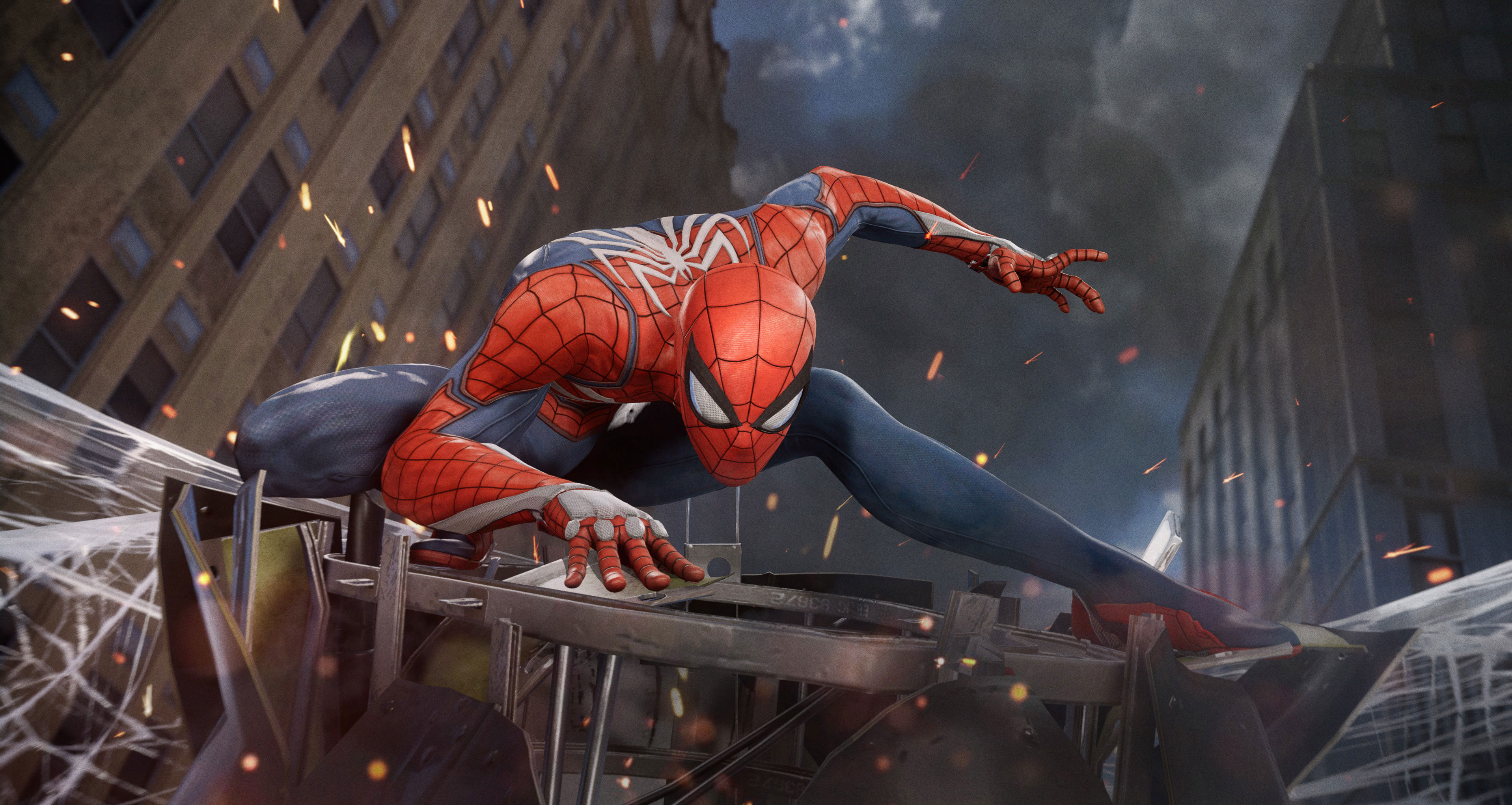 spider-man landing on car