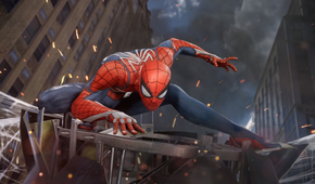 spider-man landing on car