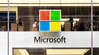 Microsoft logo on the side of a building