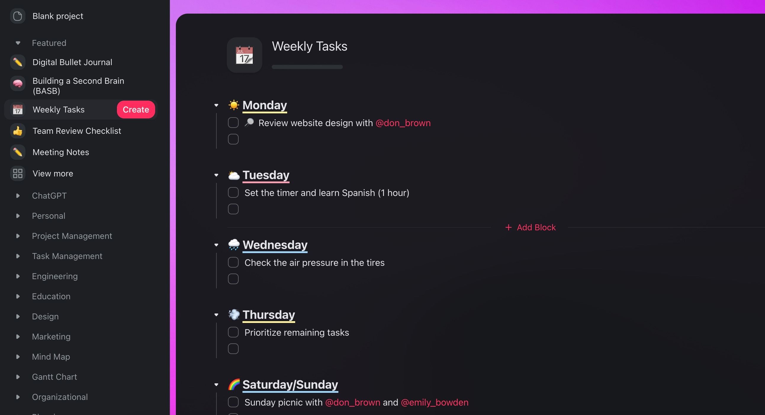 Taskade tasks