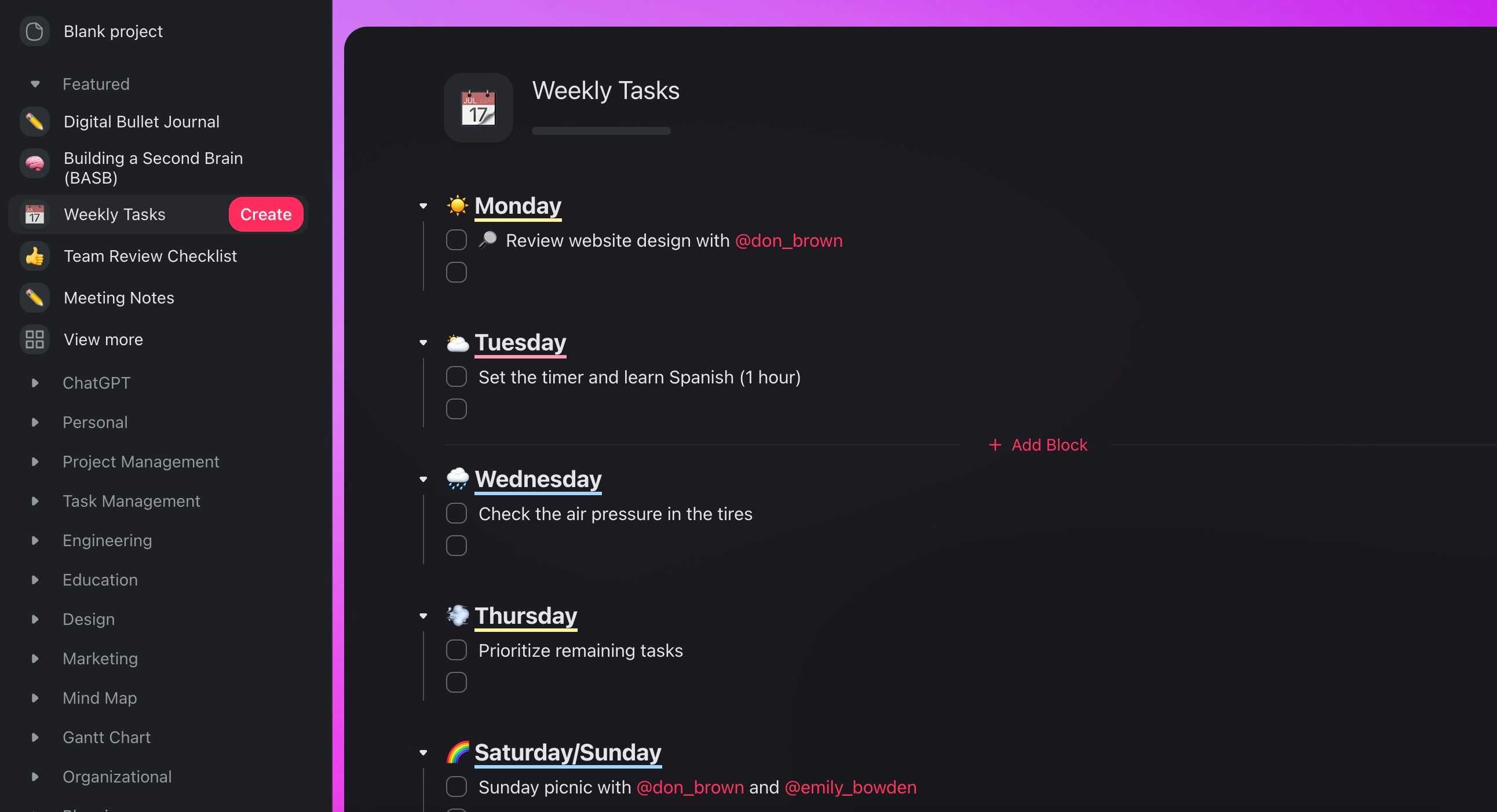Taskade tasks