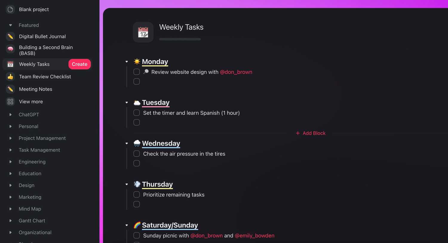 Taskade tasks