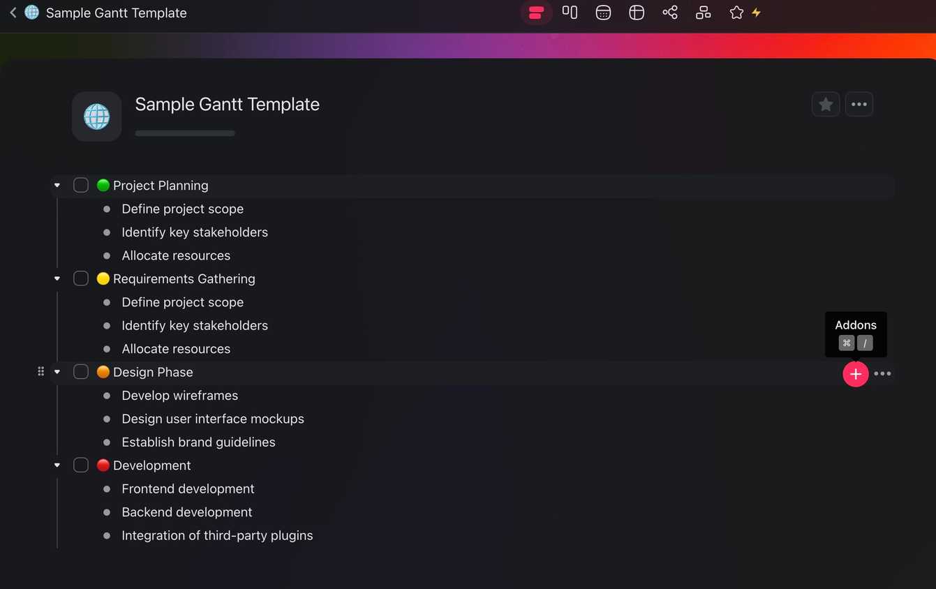 Taskade grantt template