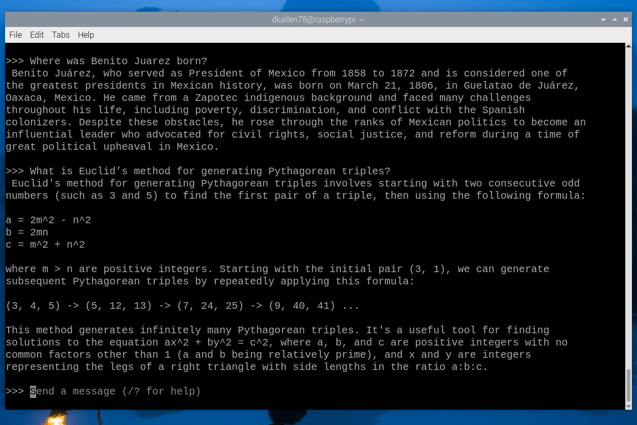 Mistral responses on Raspberry Pi 5