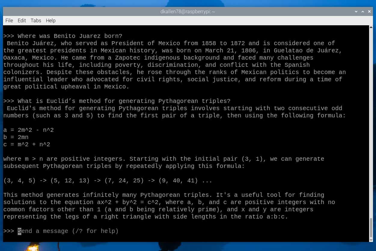 Mistral responses on Raspberry Pi 5