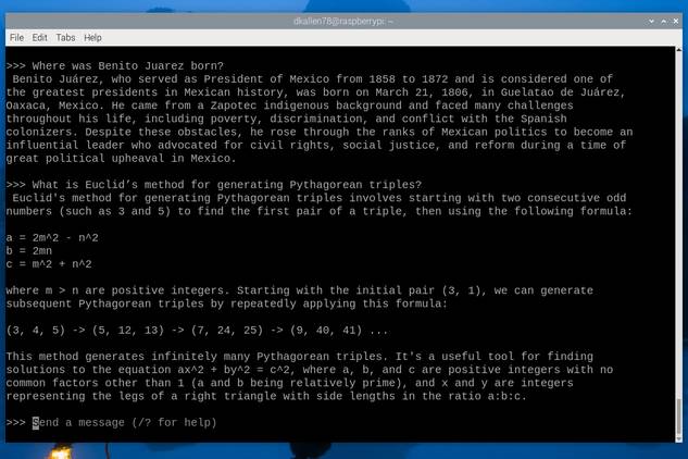 Mistral responses on Raspberry Pi 5
