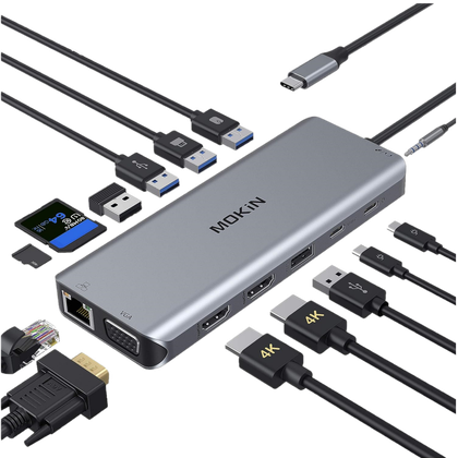 MOKiN USB-C Hub showing available ports