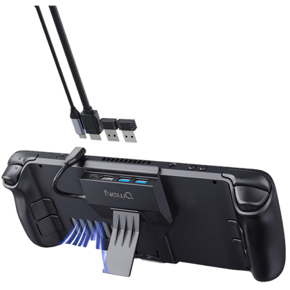 NewQ Steam Deck dock showing available ports