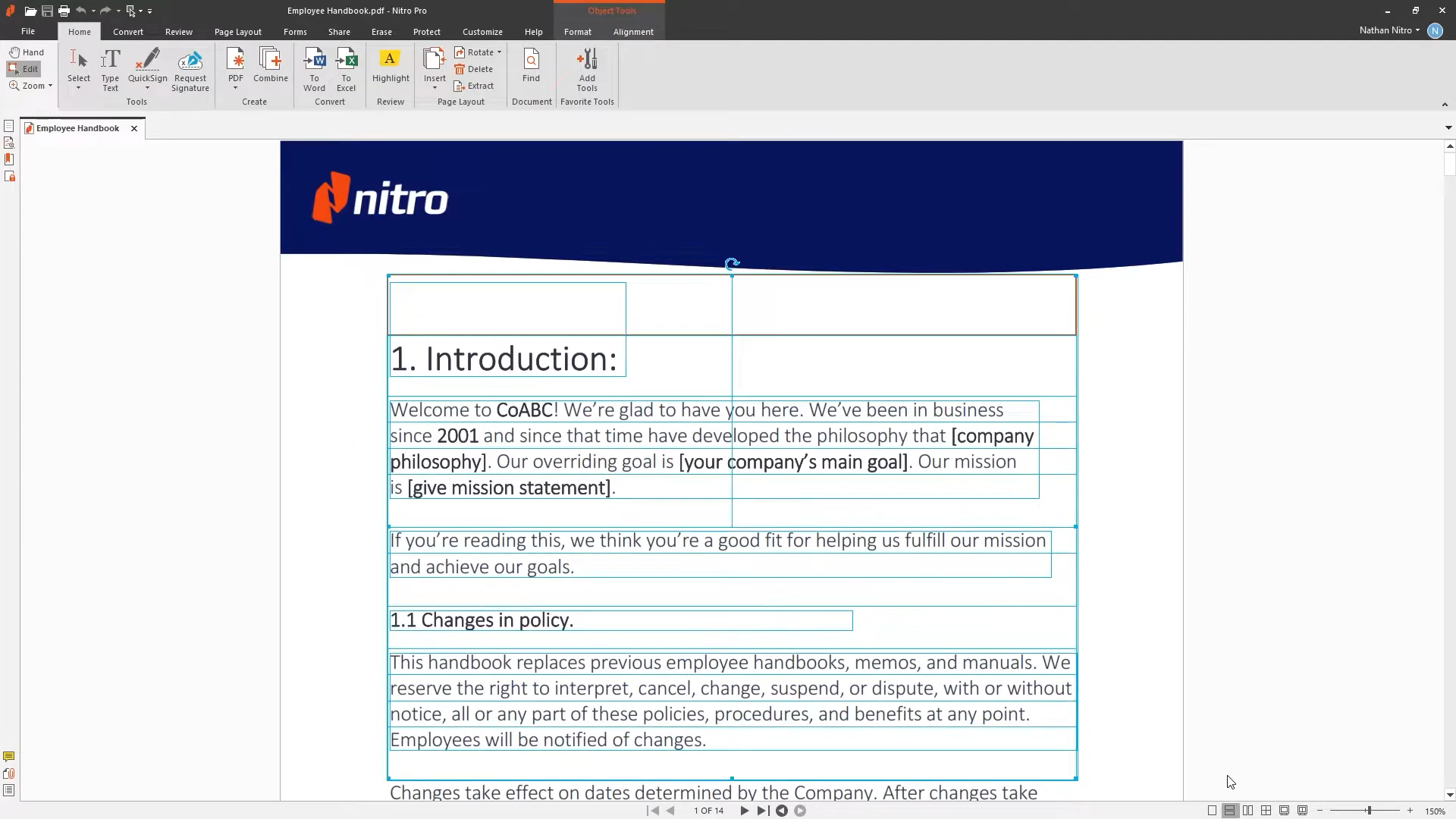 nitro pdf text boxes