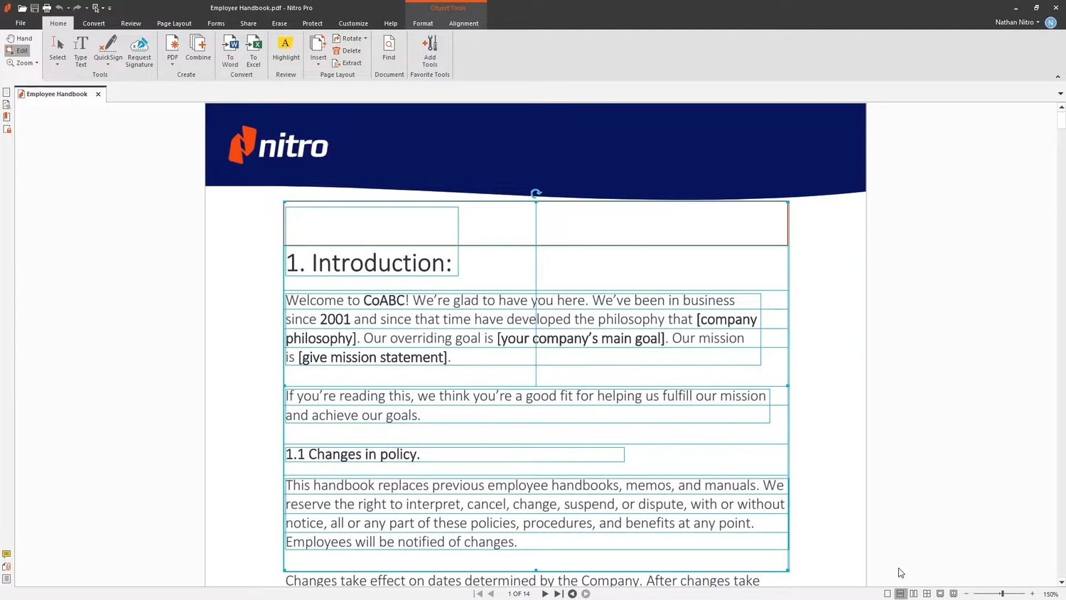 nitro pdf text boxes