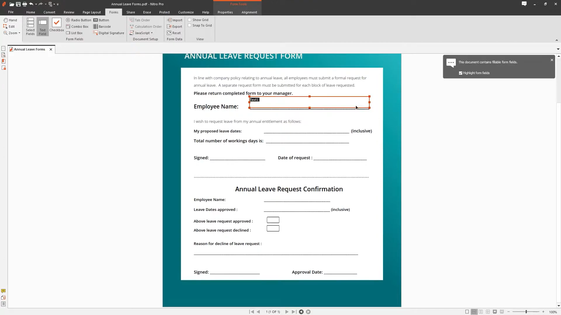 nitro pdf text box tutorial