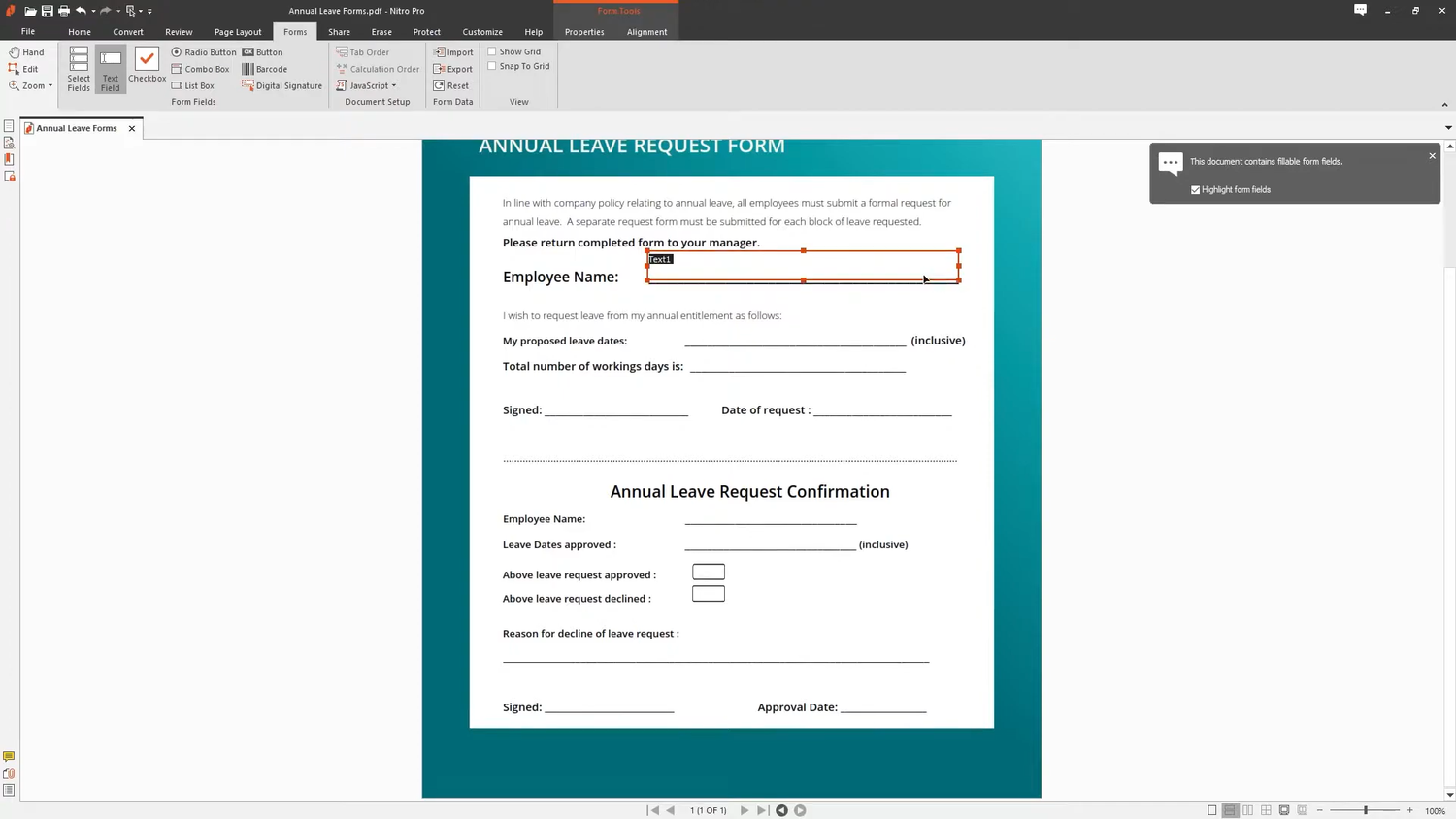 nitro pdf text box tutorial