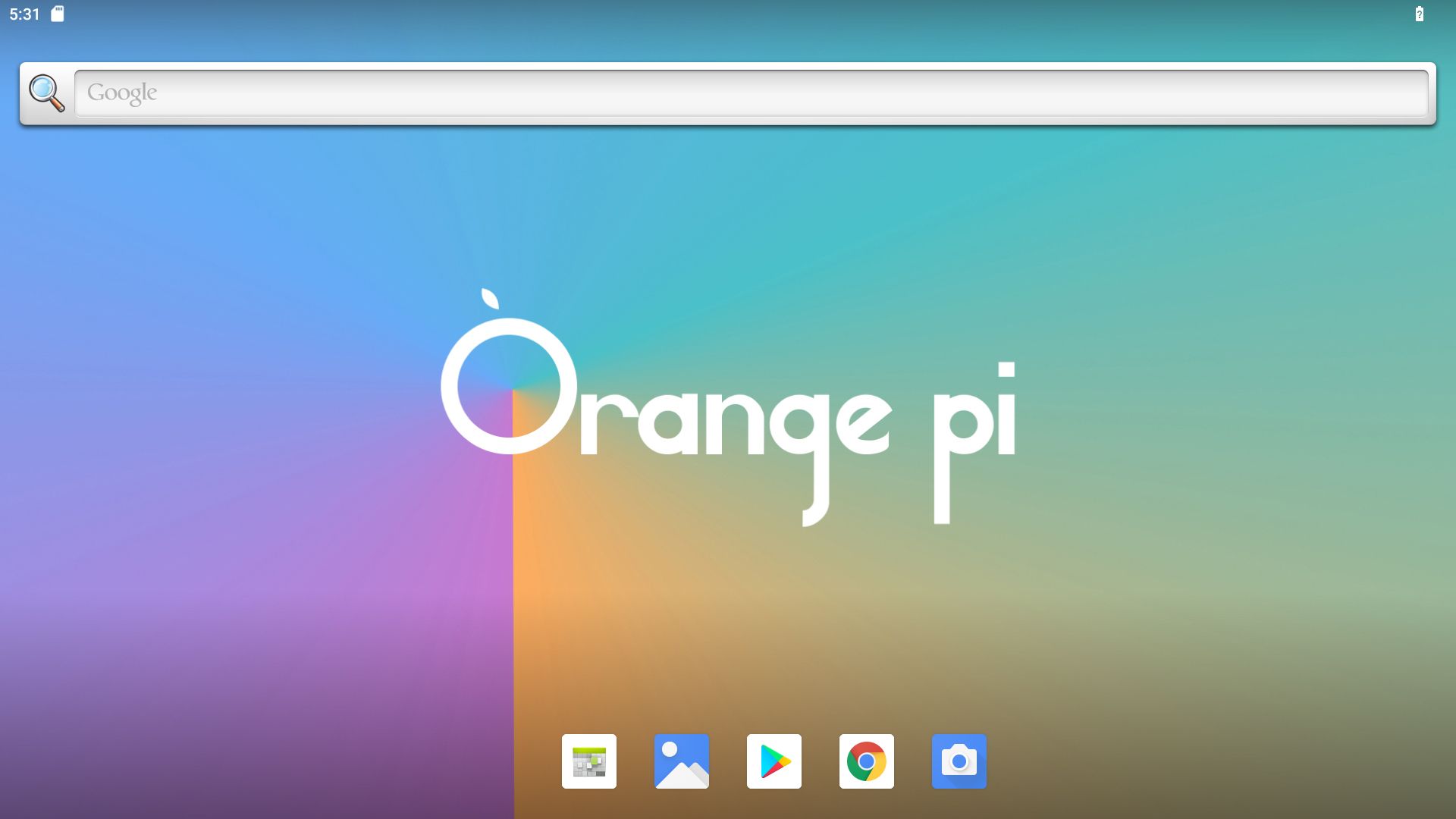 Orange Pi Android home screen