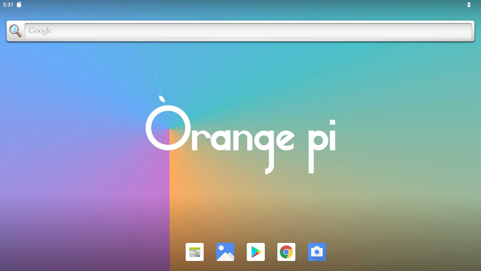 Orange Pi Android home screen
