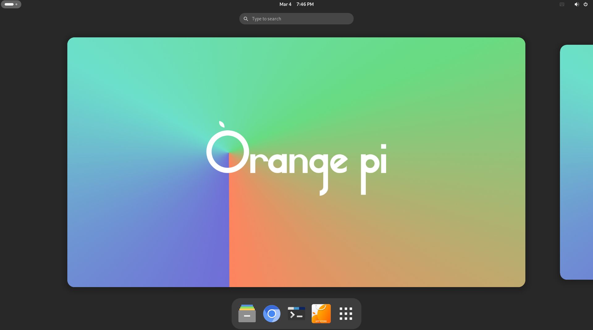 Orange Pi OS(Arch) home screen