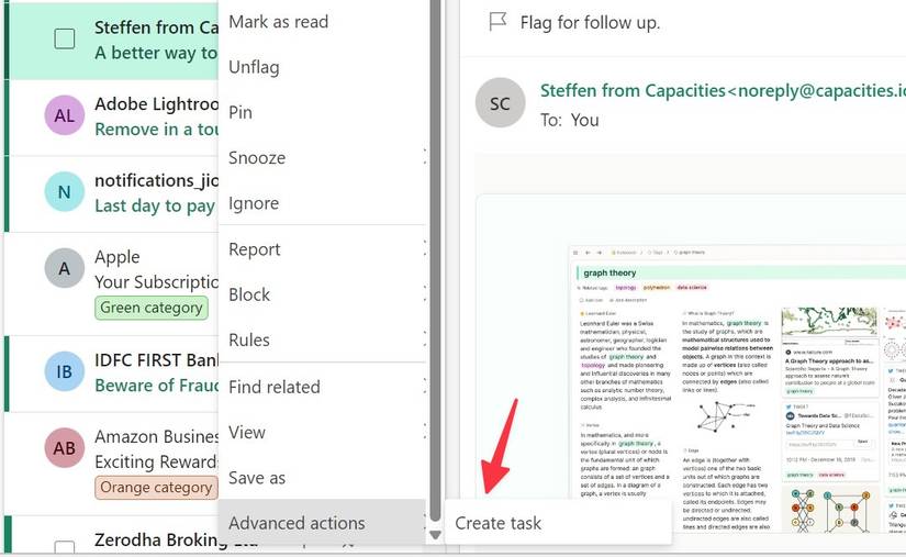 Create an email task in Outlook