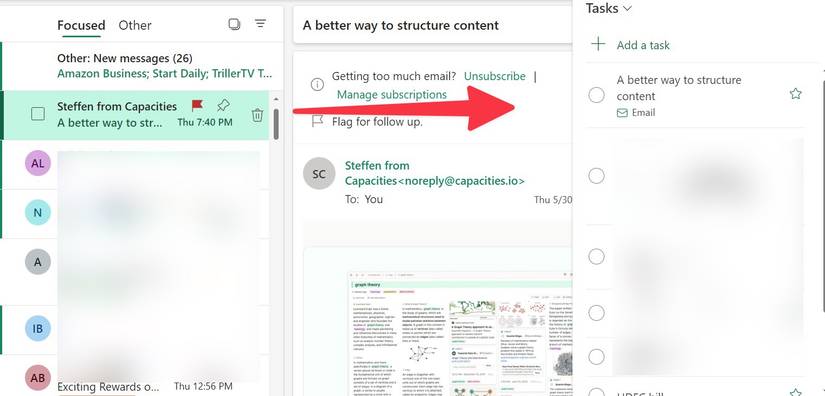 Drag and drop emails in To-Do