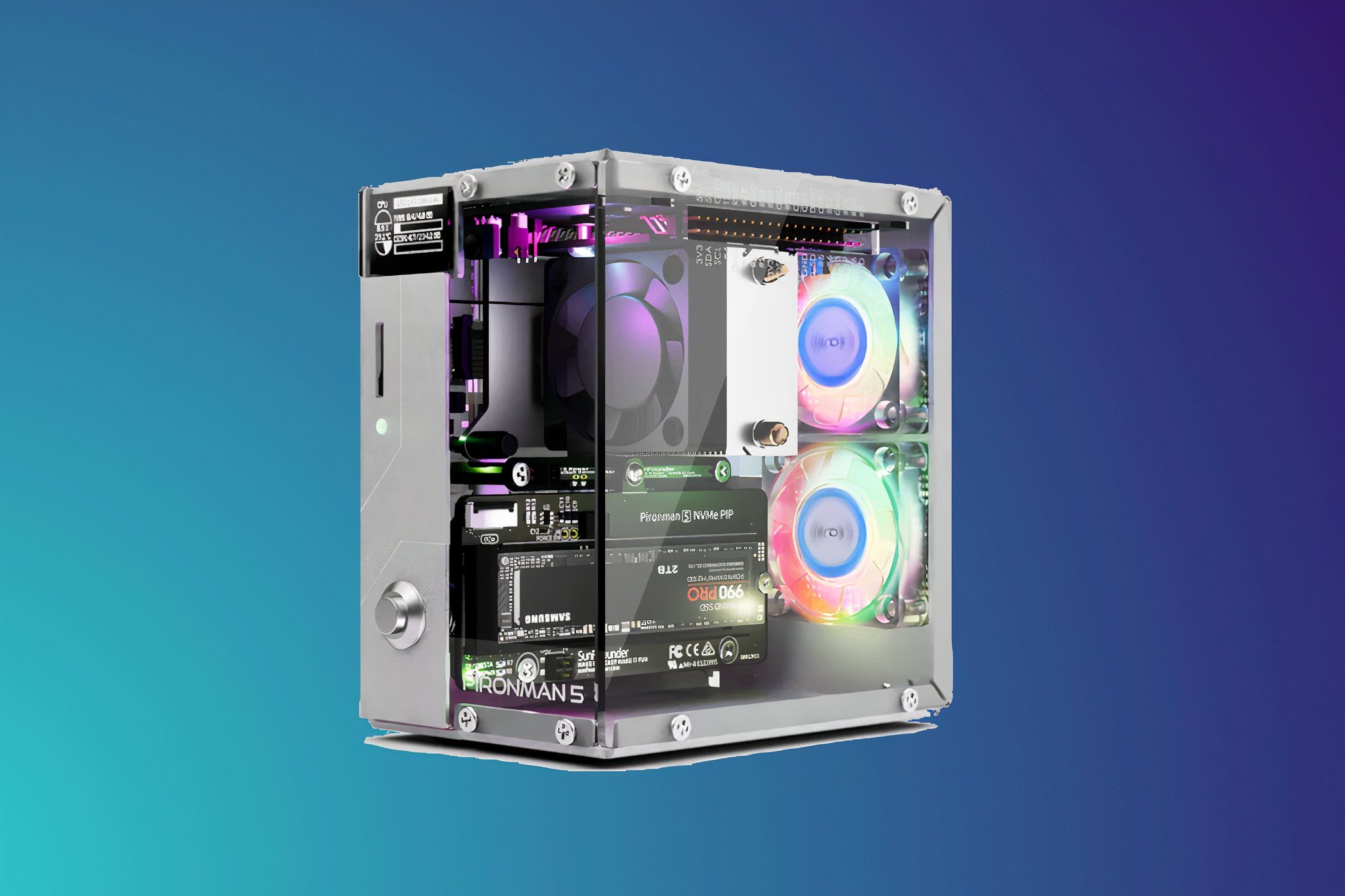 Pironman 5-MAX Raspberry Pi 5用 ケース Pironman 5 NVMe M.2 SSD PCIe 2.0/3.0 Mini PC Case for