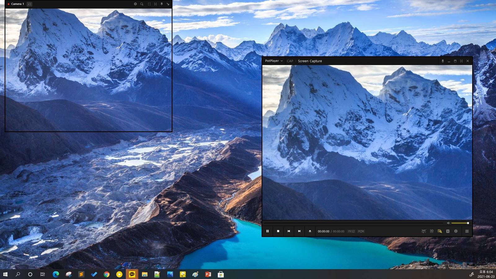 PotPlayer showing screen recording option running on a Windows machine