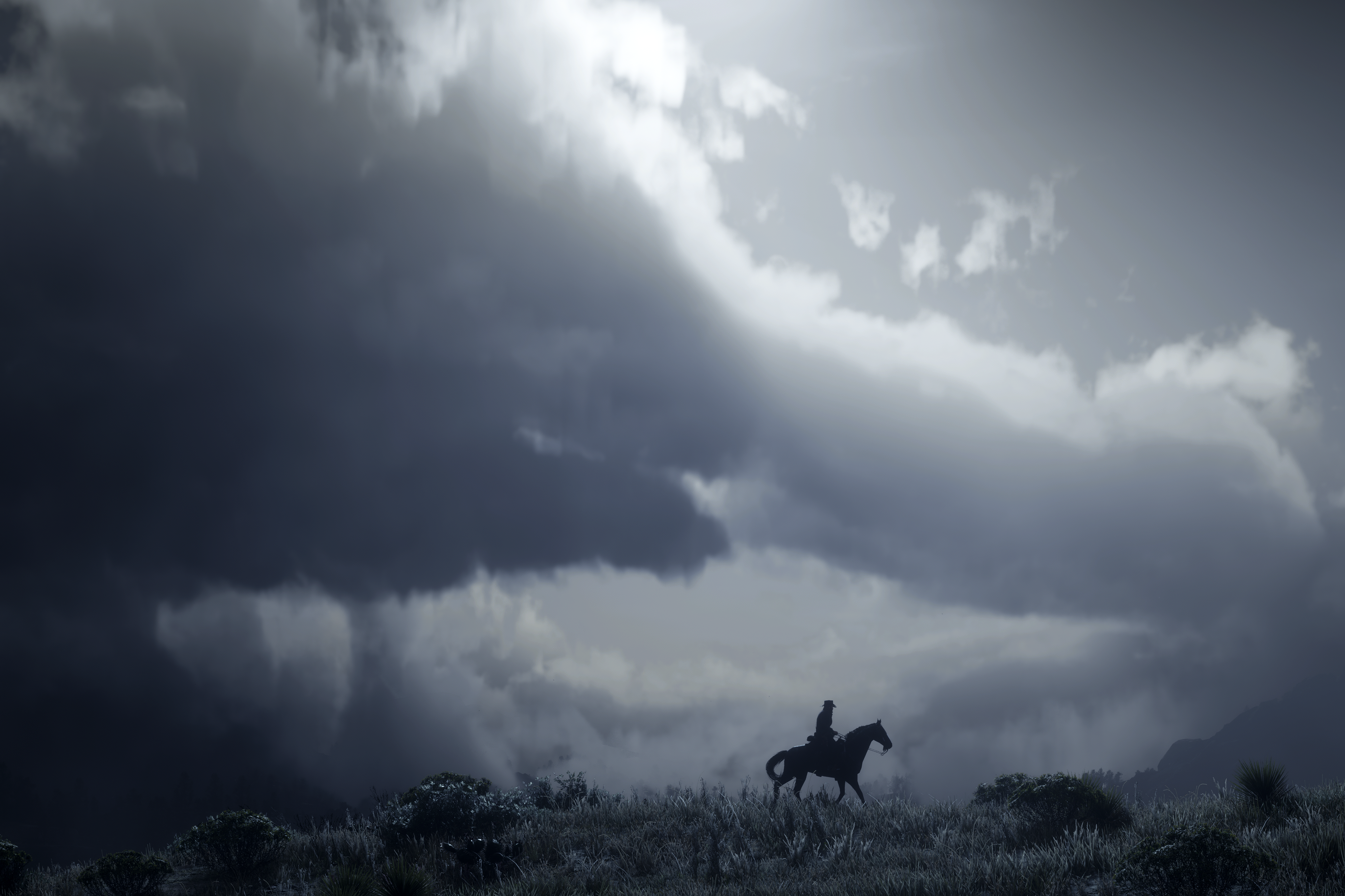 Screenshot from Red Dead Redemption 2 showing clouds