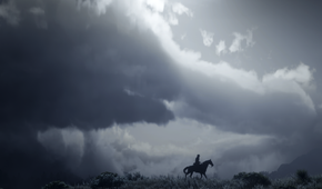 Screenshot from Red Dead Redemption 2 showing clouds