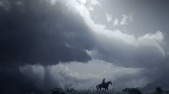 Screenshot from Red Dead Redemption 2 showing clouds