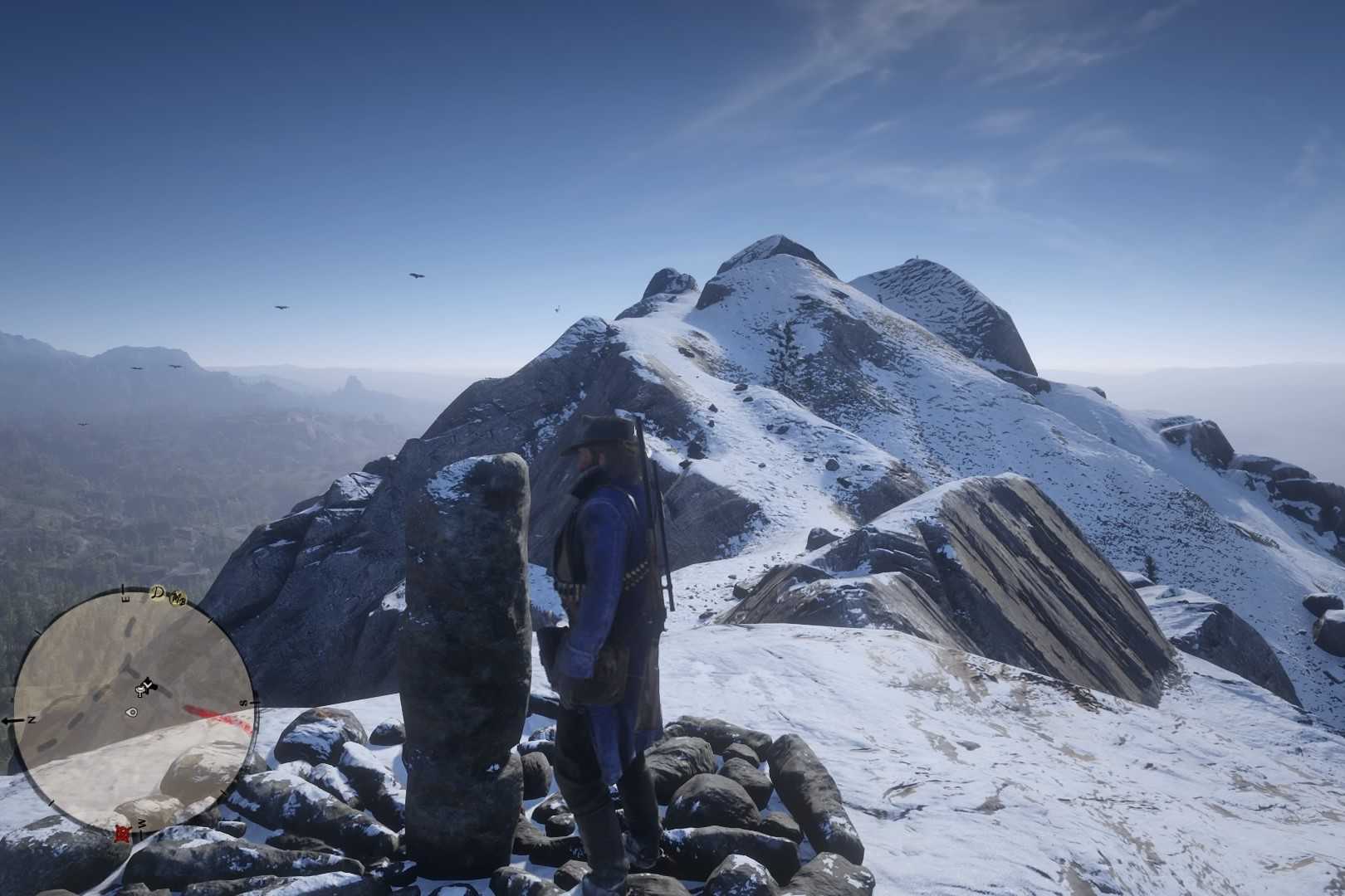 Screenshot from Red Dead Redemption 2 showing a snowy environment