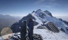 Screenshot from Red Dead Redemption 2 showing a snowy environment