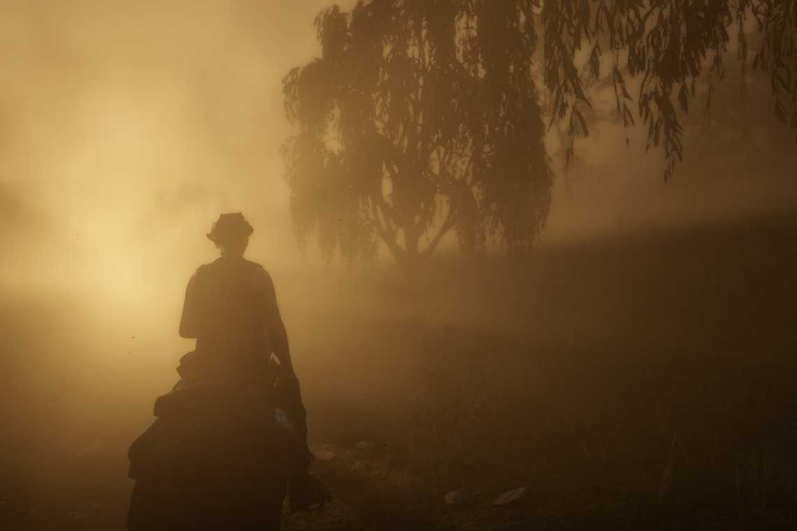 Screenshot from Red Dead Redemption 2 showing fog