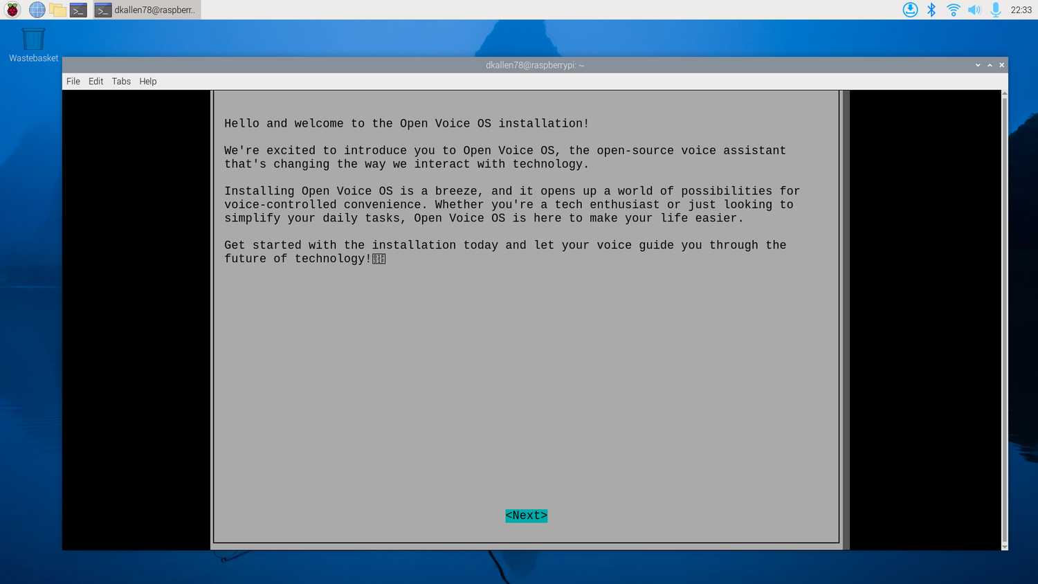Raspberry Pi 5 Open Voice OS greeting