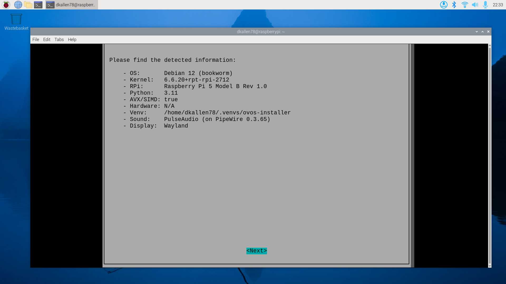 Raspberry Pi 5 Open Voice OS system settings